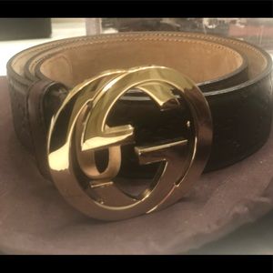 Authentic Embossed Gucci belt gold buckle